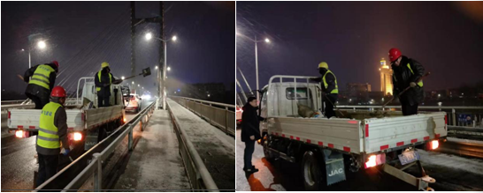 寒夜奔波除雪忙   不畏嚴寒保暢通